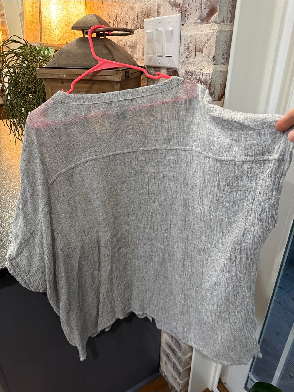 TAHARI women’s SZ XL linen gray button up top - Picture 4 of 6